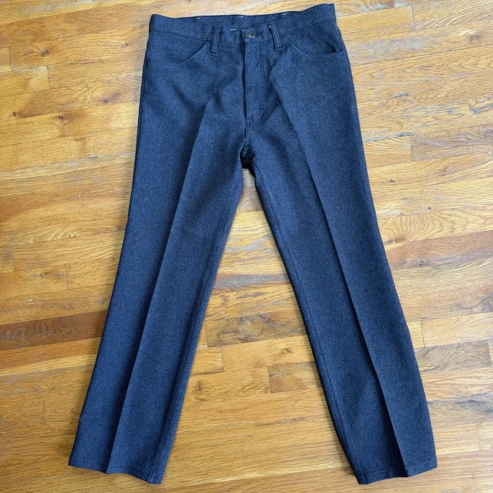 3x Vintage Wrangler Wrancher Dress Jeans Polyester 82HU Heather Blue Gray 33x30